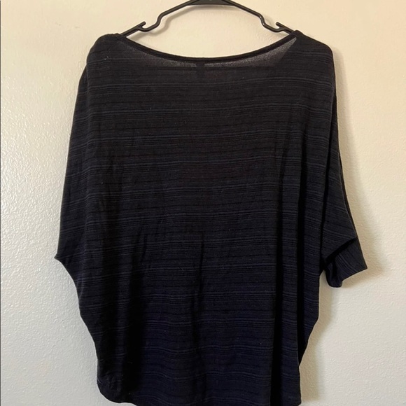 Blue/Black Flowy Drape Blouse - Picture 9 of 9